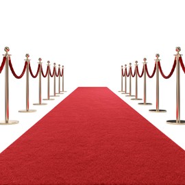 HOMBYS 450 GSM Extra Thick Red Carpet Runner for Partys & Events 3x10 ft, Non-Slip Rubber Backed Aisle Runway Rug for Step, Proposal & Wedding Decorations, Hollywood Oscars Runway, (Red, 3x10 ft)