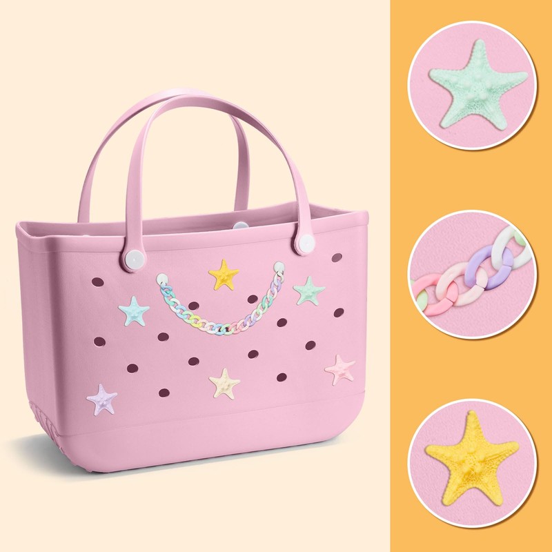 DEVPSISR Accessories Rubber Compatible,Beach Tote,Decorative Charms for Handbag,Starfish