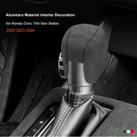 ushilife Suede Gear Lever Shift Knob Cover Trim Compatible with Honda Civic 11th Gen Sedan XL/Hatchback Sport, Sport Hybrid, Sport Touring Hybrid 2021-2025, Lever Gear Shifter Cover