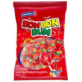 COLOMBINA Bon Bon Bum Lollipops (1 Pack) (BBB Fresa-Strawber