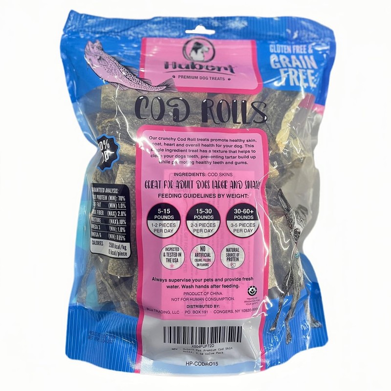 Hubert Pet Premium Cod Skin Rolls - Single Ingredient Natural