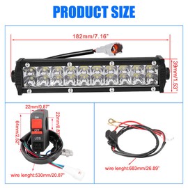 Headlight LED Light Bar Kit USB Switch for CRF110 KLX110 TTR110 YZ250F Motocross 60W LED Light for Most 7/8" Handlebars Motorcycle ATV 4 Wheel Dirt Pit Bike Off-Road Wiring Harness Headlight Assembly