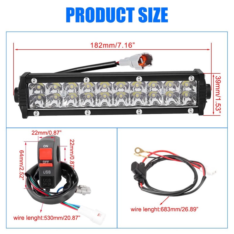 Headlight LED Light Bar Kit USB Switch for CRF110 KLX110
