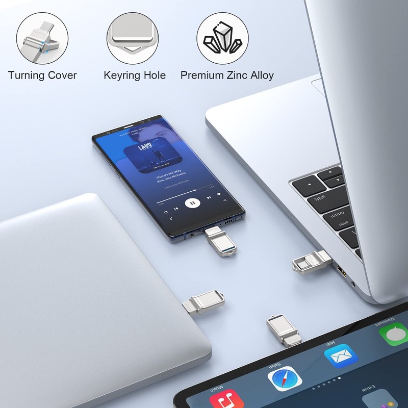 TOPESEL Dual 2-in-1 USB C Flash Drive 128GB USB 3.0/3.2