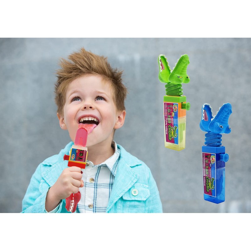 The Dreidel Company Chomp Sour Candy Lollipops, Three Flavors Green