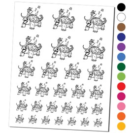 Ankylosaurus Musical Dinosaur Band Temporary Tattoo Water Resistant Fake Body Art Set Collection - Black (One Sheet)