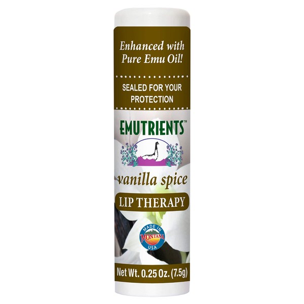 Montana Emu Ranch - Lip Therapy Lip Balm 0.25 Ounce - Vanilla Spice Flavor - Enhanced with Pure Emu Oil