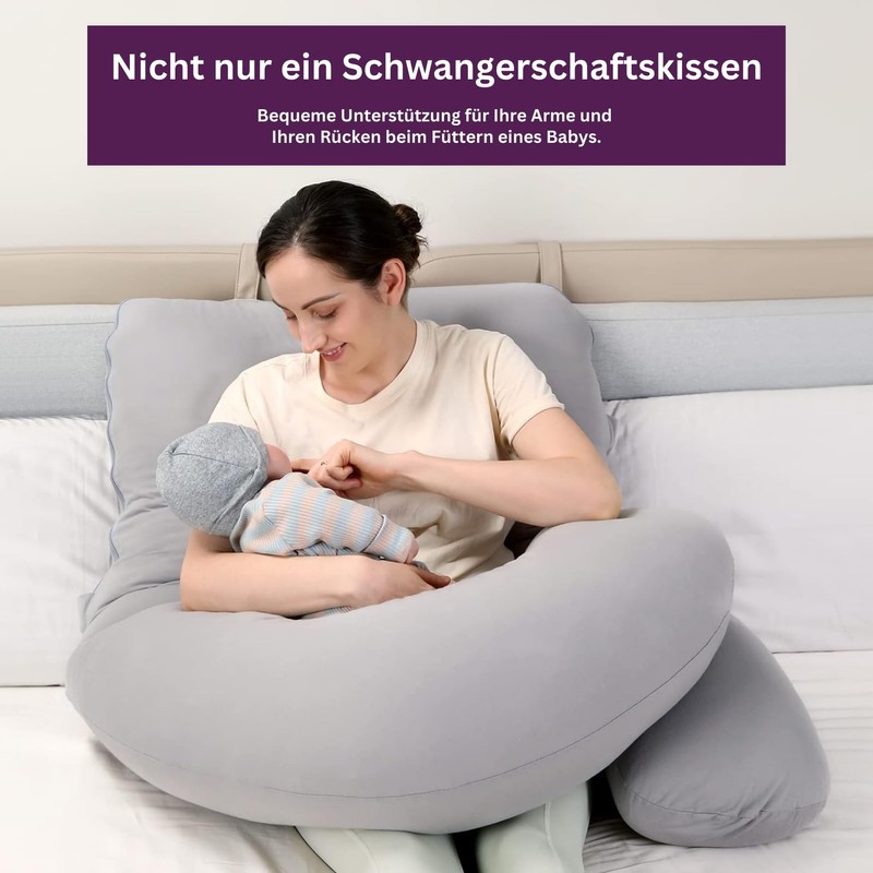 Luxury 12ft J-Shaped Improved Maternity and Full Body Support Pillow.