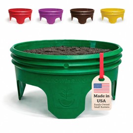 7 inch Solid Planting Grow Rings | 12 Pack Green | One-Piece Design for Deep Root Watering Veggies, Herbs & Flowers | Mulch & Soil Barrier | Deter Slugs and Cutworms | Heavy Duty | Made in USA
