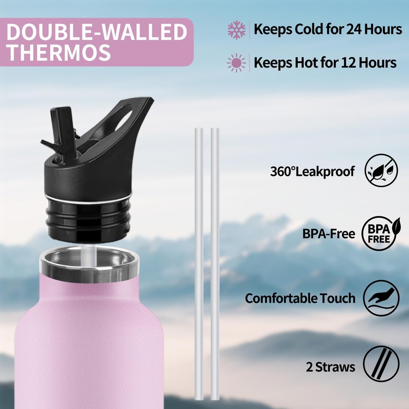Thermos Flask, 1000 ml, BPA-Free, Stainless Steel, Leak-Proof Insulated Flask,