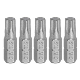 HARFINGTON 5pcs Torx Screwdriver Bit 1/4" Hex Shank T35 Magnetic Head 1" Length CR-V Steel 6 Point Security Drill Bits for Repair Work Electric Screw Driver