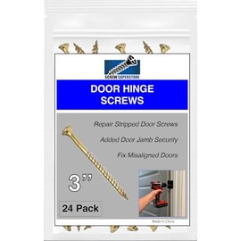 Polished Brass Finish Wood Screws 9 X 3 Inch – Extra Long Steel Door Hinge Screws - Door Security Screws - 24 Pack