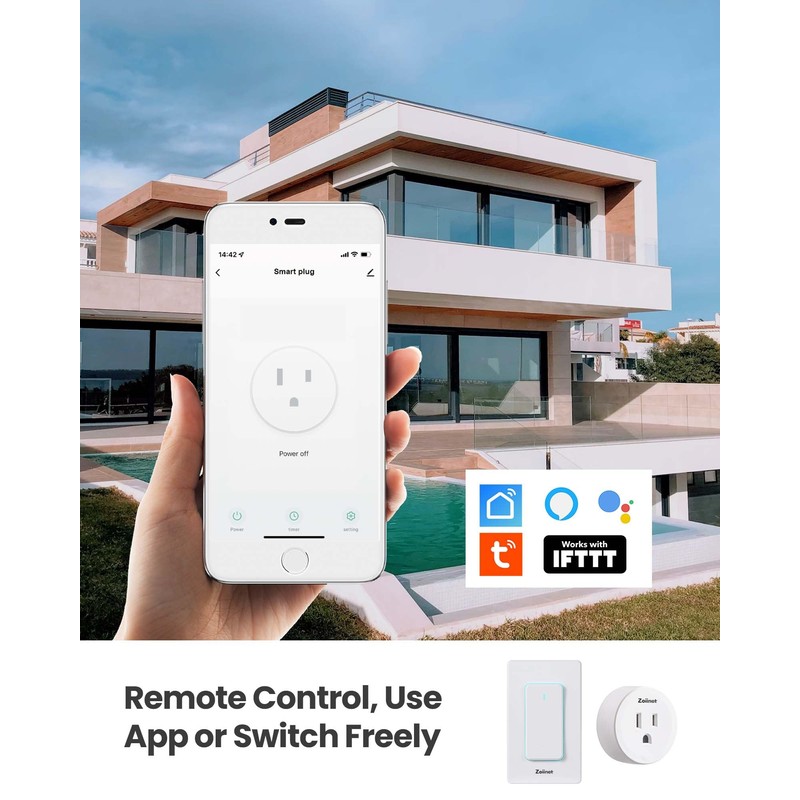 Zoiinet Smart Plug Switch, 2.4G WiFi Outlet, Compatible with Alexa,