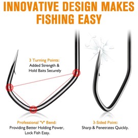 Dovesun 25PCS Swimbait Hooks Worm Weedless Hooks for Bass Catfish Trout Fishing EWG Fishing Hooks Saltwater Freshwater Bass Hooks Size 3/0