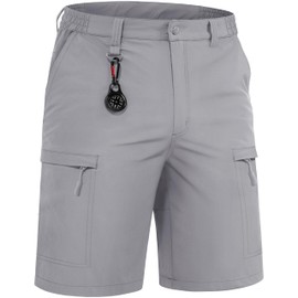 TACVASEN Cargo Shorts for Men Quick Dry Hiking Shorts Men Golf Shorts Fishing Travel Shorts Summer Shorts Light Grey 34