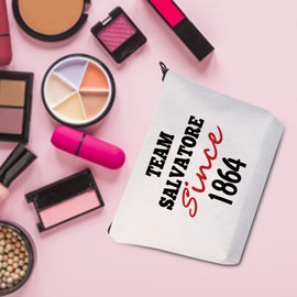 JXGZSO Team Damon/Stefan/Salvatore Since 1864 Cosmetic Bag Vampire Fandom Make-UP Bag Gift for Her (Team Salvatore White)