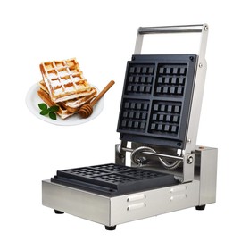 NJTFHU Waffle Maker Machine Rectangle Commercial New Electric Nonstick Deep Waffle 4 Pcs Iron with Temperature and Time Control and Stainless Steel 110V for Home Kitchen Parties Use