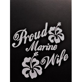 Chase Grace Studio Proud Marine Wife USMC Military Wife Vinyl Decal Sticker|WHITE|Cars Trucks Vans SUV Laptops Tool Box Wall Art|5" X 5"|CGS322