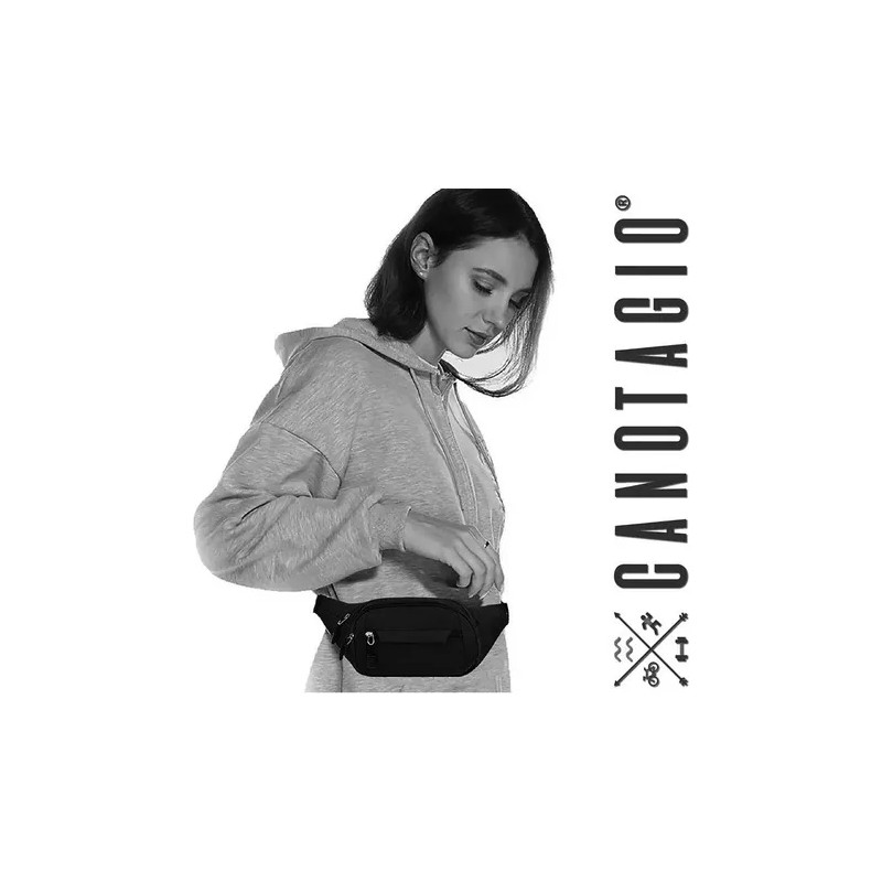 PUKAUT Riñonera Canguera Deportiva Premium De Viaje Negro