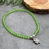 Lime Green Frosted Glass Bead Anklet with Silver Plated Lucky