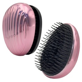 WYNK Iridescent Purple Travel Hair Brush - Detangling Brush with Ultra-Soft Bristles, Shiny Electroplated Portable Comb, Protective Cover Included (Glossy Purple)