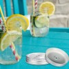 LABRIMP 4pcs Stainless Steel Mason Jar Lids with Straw Hole
