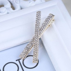 Inateannal Silver Rhinestone Hair Clip X-shaped Crystal Hair Pins Clip Crystal Wedding Hair Clip Barrette Bling Rhinestone Bridal Head Clip Headpiece Accessories for Women and Girls