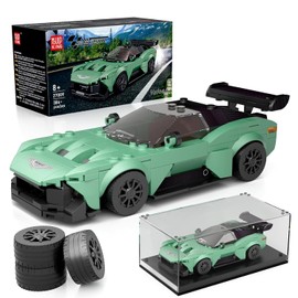 Mould King Super Sports Car Building Set with Display Case, 384 Piece Race Car Model Construction Toy for Kids Ages 8+ and Adults, Collectible Vehicle Building Blocks Kit