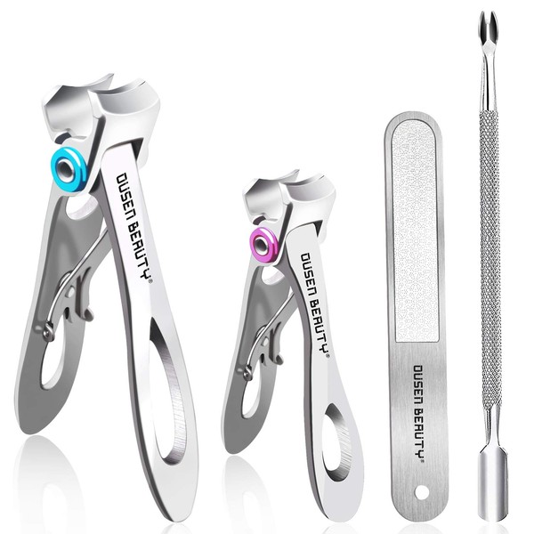 Nail Clippers for Thick Nails, Extra Wide Jaw Opening Nail Cutter for Hard Toenail, Stainless Steel Fingernail Big Toenail Trimmer with Nail File 3 Pcs Set for Large Toenail Seniors & Men & Women