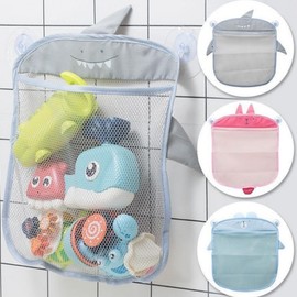 Quick-Dry Suction Cup Mesh Bathroom Organizer for Toiletries & Toys Pink 3ea