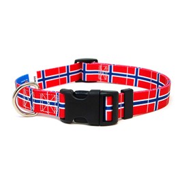 PatriaPet Dog Collar with The Norway Flag | Great for National Holidays, Special Events, Festivals, Independence Days and Every Day Strong Safe | XSmall Small Medium Large XLarge