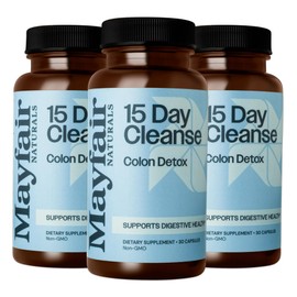 15 Day Cleanse Colon Detox (3 Pack), Dietary Supplement, 30 Capsules Each (90 Total), Natural Laxative for Constipation and Digestive Health Supplement