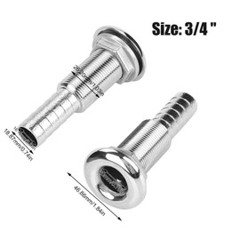 Aramox Boat Hose Thru Fitting,Stainless Steel Thru-Hull Fitting Hose Barb Marine Barbed Hose Thru Drain