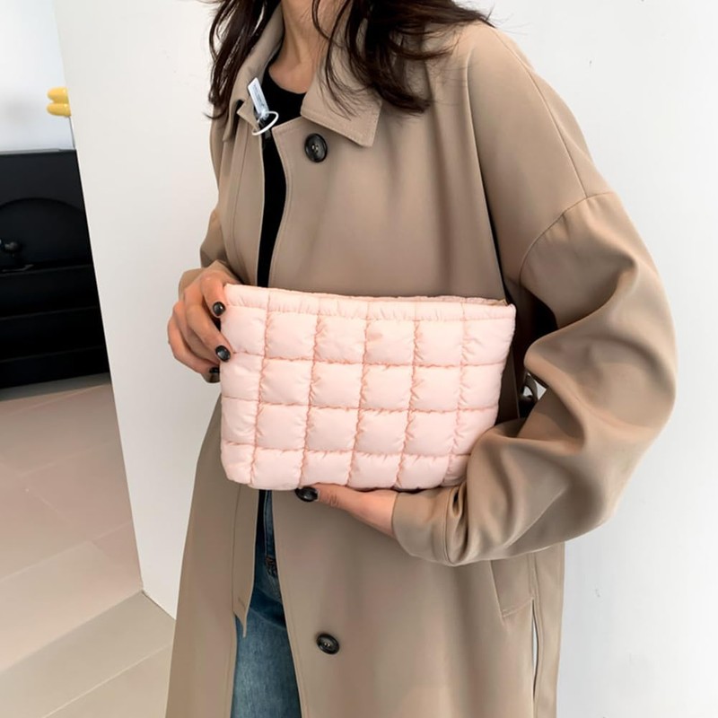 Makeup Bag for Women,Large Quilted Cosmetic Organizer Pouch Cute Make