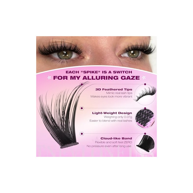 TNFVLONEINS Lash Clusters Wispy Eyelash Clusters Spiky Individual Lashes Clusters