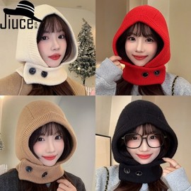 Knit Balaclava Hood Hat Neck Warmer Ear Flap Scarf for Winter Warmth LF2726 Free Size/M(56-58cm) Brown 4ea