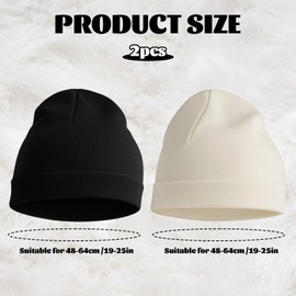 2 PCS Skull Caps for Men, Skull Cap, Beanie Beanie Running Hat Stylish and Comfortable Men’s Skull Cap Perfectly Fitted Skull Caps for Men Sport Running Cap Winter Warm for Women (Black and White)
