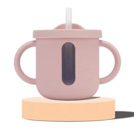 Taza de Entrenamiento para Bebés, Tapa Hermética a Prueba de Fugas, Tazas de Silicona Portátiles y Livianas para Uso Doméstico (rosa)