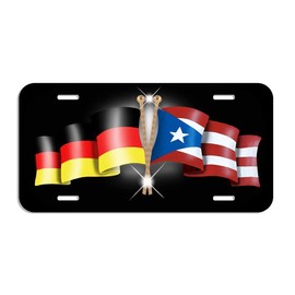German Puerto Rico Unity Flags Auto Size License Plate Gifts Ladies Men Car Accessories Germany And Puerto Rican Personalize
