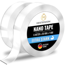 MEISTERWERK - Double-Sided Nano Tape [Extra Strong] - Glue-Free & Traceless Thanks to Gecko Effect I Non-Slip - Washable & Reusable
