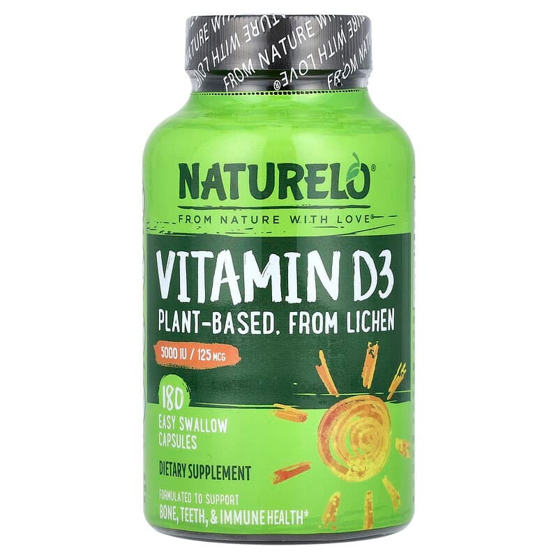 NATURELO Vitamin D3 vegetable moss extract 5000IU high content, easy