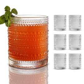 Hobnail Drinking Glasses, Vintage Glassware Set of 6, Vintage Drinking Glasses 15.22 oz, Bubble Glasses Drinking, Hobnail Glasses, Vintage Glass Cups, Jupiter Glasses for Juice, Soda, Beer, Whisky