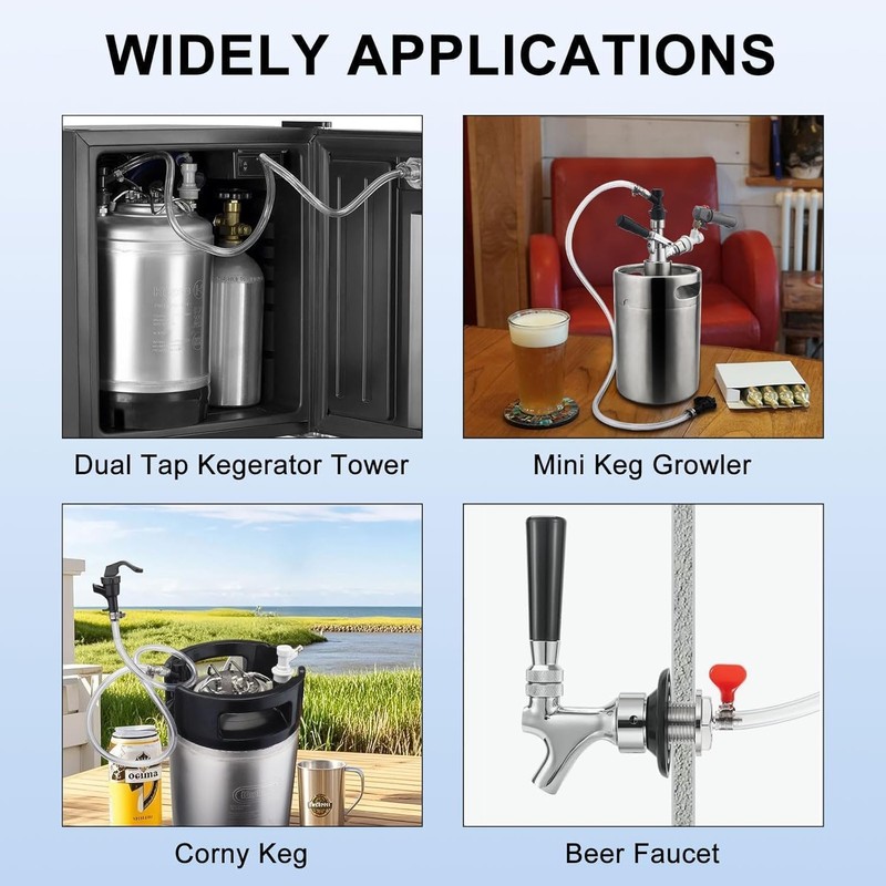 5FT Kegerator Beer Lines with Barb Fitting Connector, 3/16" ID