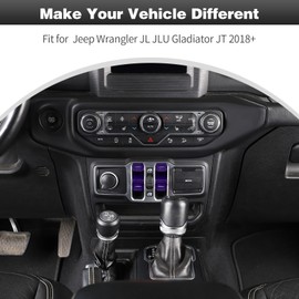 CheroCar - Cubierta de botón para Jeep JL, accesorios interiores para Jeep Wrangler JL JLU Gladiator JT 2018+, 6 piezas, color morado