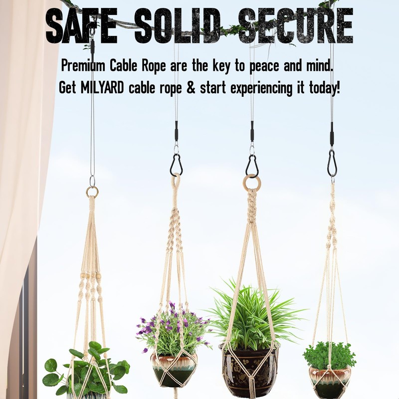 MILYARD 6 Pack Hanging Wires with Carabiner, 8 Inch Stainless