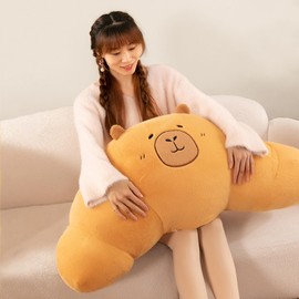 PEACH CAT Croissant Capybara Plush Pillow Cute Toast Bread Stuffed Animals Soft Food Plushies Toy Gifts for Kids 39.4"