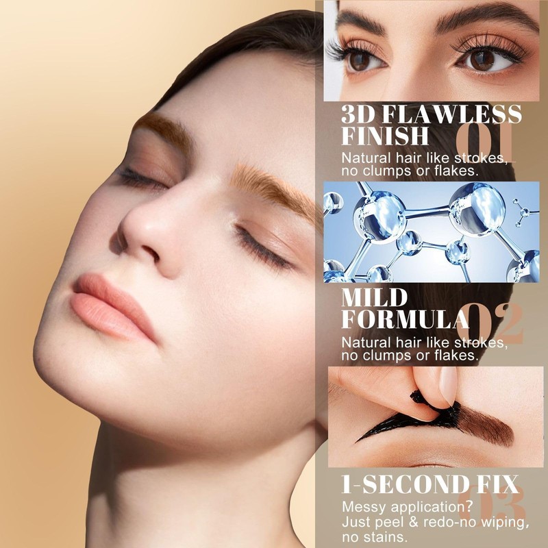 Eyebrow Gel Easy Peel Off Brow Gel Transfer-Proof Dark Brown