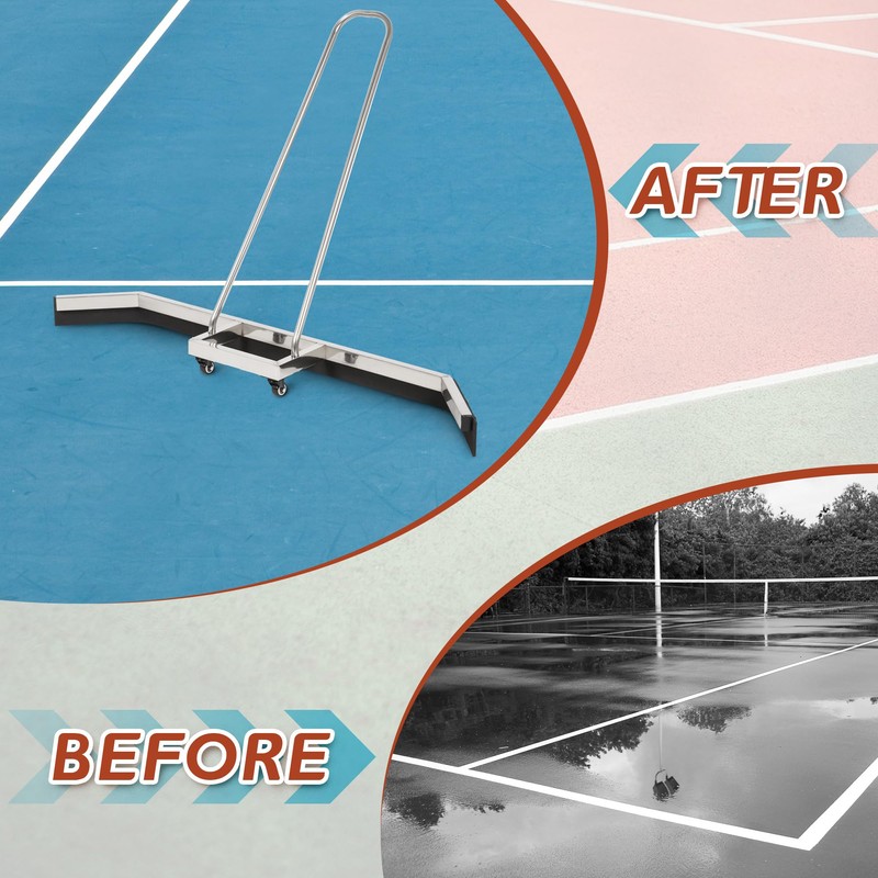 AIWFL 4.5FT Stainless Steel Sport Tennis Court Squeegee with Wheel,