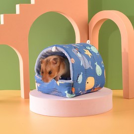YSIMPAONK Winter Warm Small Animals Bed Playing Soft Hamster Bed Sleeping Cute Hamster Hammock Birds House Hanging Resting for Gerbil Young Guinea Pig Degu Drawl Hedgehog (Blue, L (5.9 * 5.9) in)