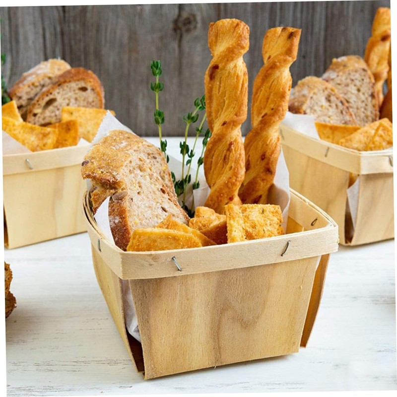 Ciieeo 10pcs Portable Wood Fruit Baskets Multi Functional Snack Storage